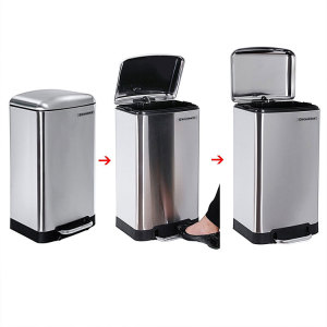 Kitchen Bin Pedal Dustbin with Slow-Down Device 30 L Stainless Steel